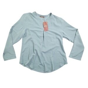 NWT Gaharu‎ Blouse Womens XXL Green Long Sleeve V-Neck Lightweight Casual
